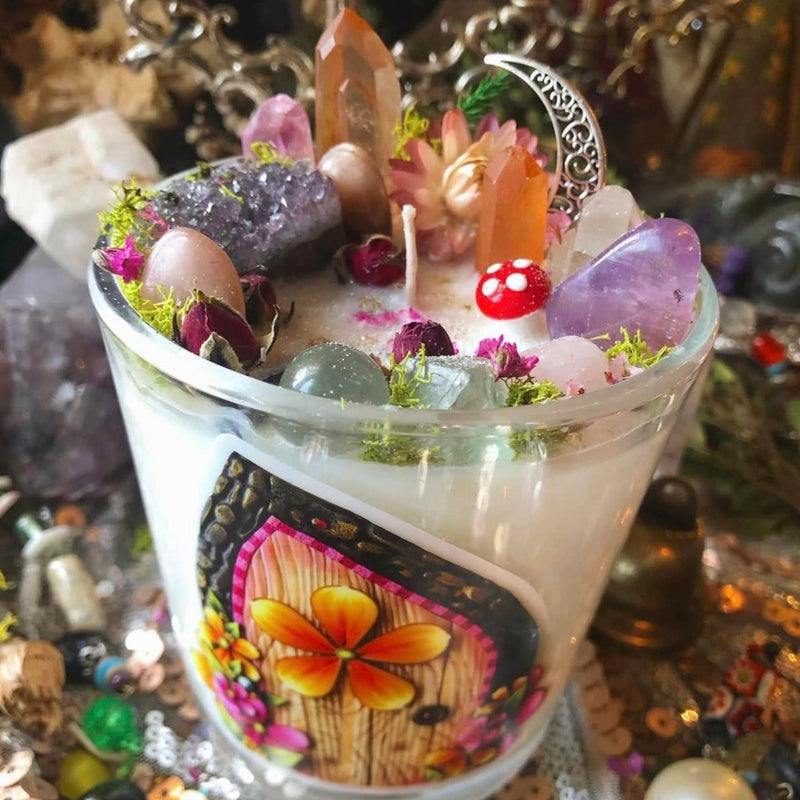 The Faerie Realm Candle~To Attract and Honor Fae Energies, Offering for the Fae, Gift to the Strange Folk, Weaver of Dreams, Storyteller Candle, Candle of Mischief, Divine Light