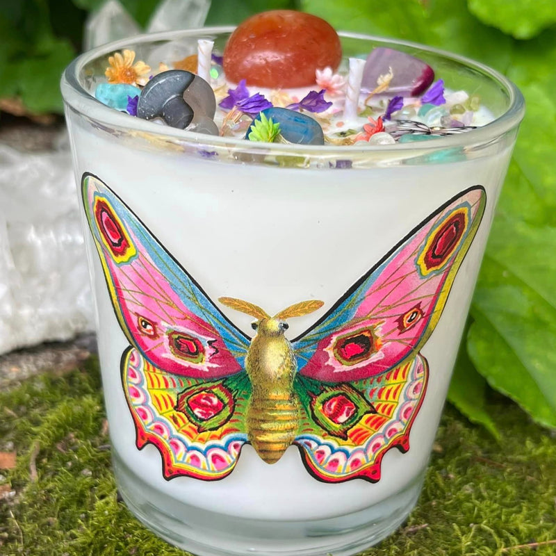 Summer Meadows Ritual Candle ~ To Honor the Magick of Late Summer, Butterfly, Bee, Moth, Flower, Moon Magick