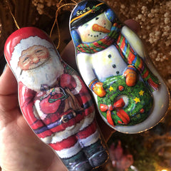 Vintage Sees Holiday Tin Ornaments with Sugar Cookie Candle Inside~To Inspire the Christmas Spirit, Vintage Lovers, Snowman Magick, Father Christmas, Unique Gift