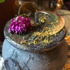 The Dressed Cauldron Candle~ To Honor the Craft, For Spells, Rituals and Purification - The Velvet Lotus
