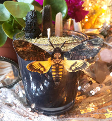 The Deaths Head Moth Candle~ To Honor the Shadow, For Protection and Cord Cutting - The Velvet Lotus