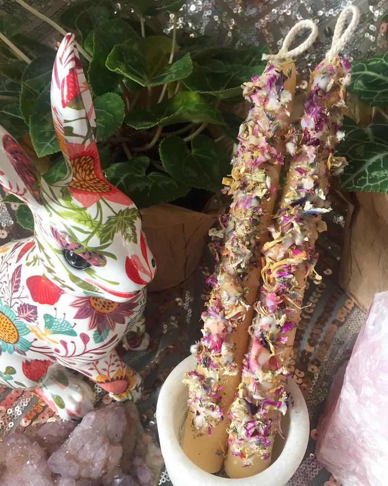 Faerie Honey Tapers~ To Honor and Attract Fae Energies, Magickal Altar Decor - The Velvet Lotus