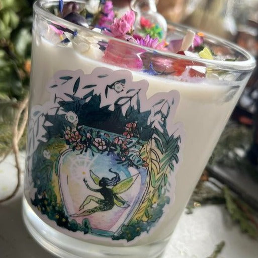 Faerie in a Bottle Candle ~ Faerie Magick. Wish Candle, Crystal Candle, Fairy Dust, Faerie, Fairy, Glowing Necklace