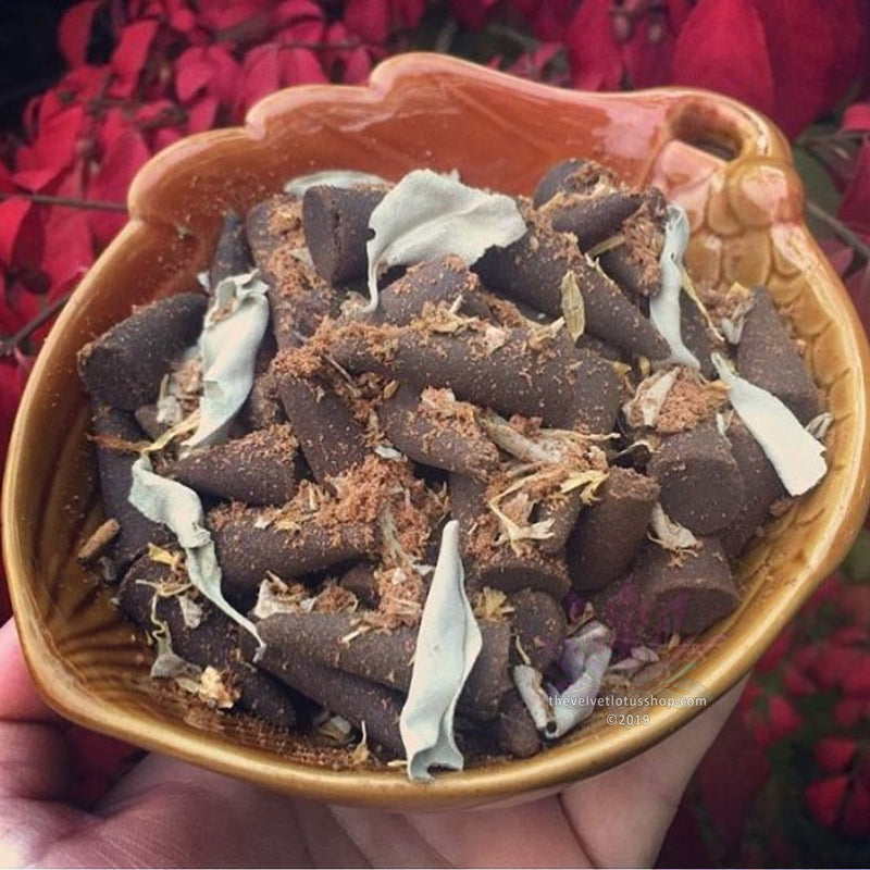 Velvet Lotus White Sage and Pinon Incense Cones ~ For Smudging and Cleansing Your Home, Crystals, and Sacred Spaces - The Velvet Lotus